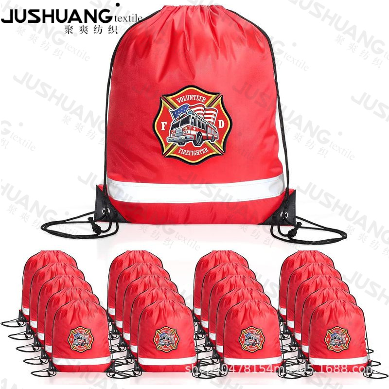 消防车三双肩抽绳背包袋子农场动物便携收纳袋涤纶手提抽绳袋束口