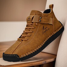 跨境大码男士皮鞋低帮手工缝线休闲男鞋平底套脚懒人鞋男士驾车鞋