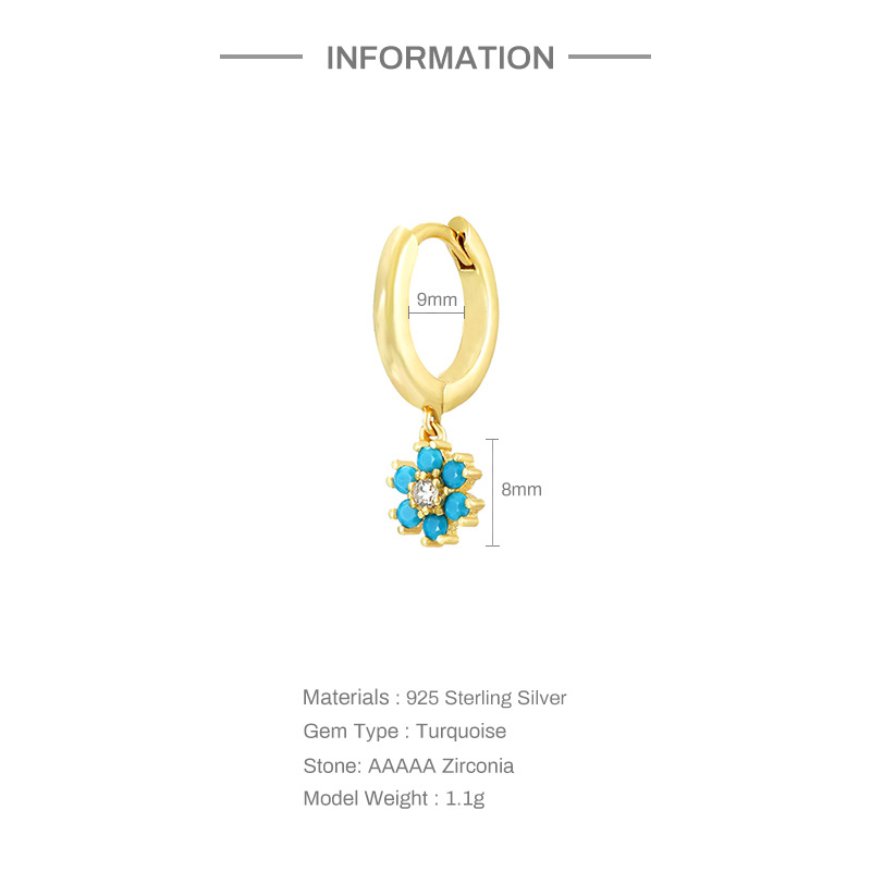 1 Piece Quantity 1 Piece 925 Sterling Silver Zircon Water Droplets Flower Drop Earrings
