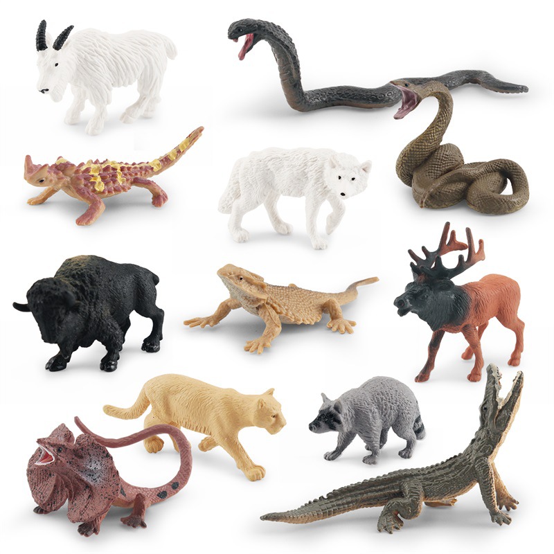Simulación transfronteriza animal forestal modelo puma norteamericano cobra rana árbol elefante tortuga elefante orangutan juguete ornamental