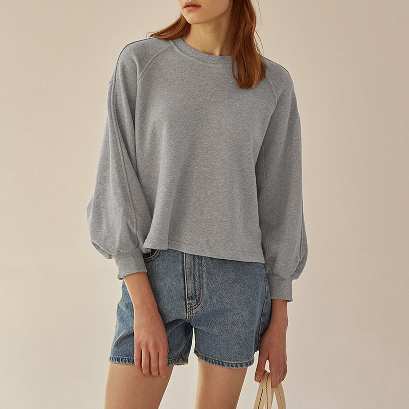 【Clearance Bargain】2026 Women's Loose Short Lantern Sleeve Patchwork Sweatshirt Pure Cotton French Casual Pullover Top 【Clearance Bargain】2026 Women's Loose Short Lantern Sleeve Patchwork Sweatshirt Pure Cotton French Casual Pullover Top