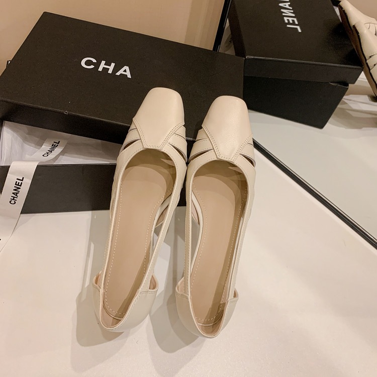 Giày cao gót nữ da thật mũi vuông nhỏ, gót cao 9 cm, phong cách thời trang xuân hè — màu nâu, màu trắng ngà chi tiết 92