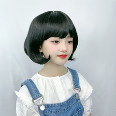 Children's female straight bangs short hair cute bob wig baby photography model synthetic hair wig set one-piece dropshipping