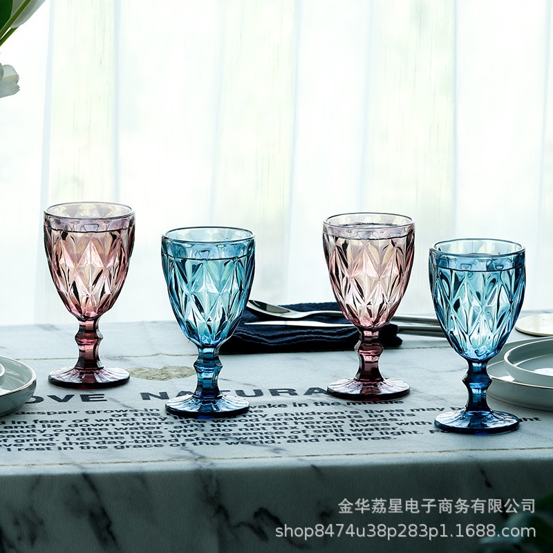 Venta al por mayor vintage en relieve copa de vino de jugo taza creativa del hogar engrosada taza de beber