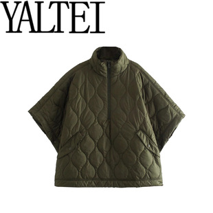 Zar New Winter Women's European and American Style Waterproof Half-Zip Cape Jacket Stand Collar Warm Cotton Coat