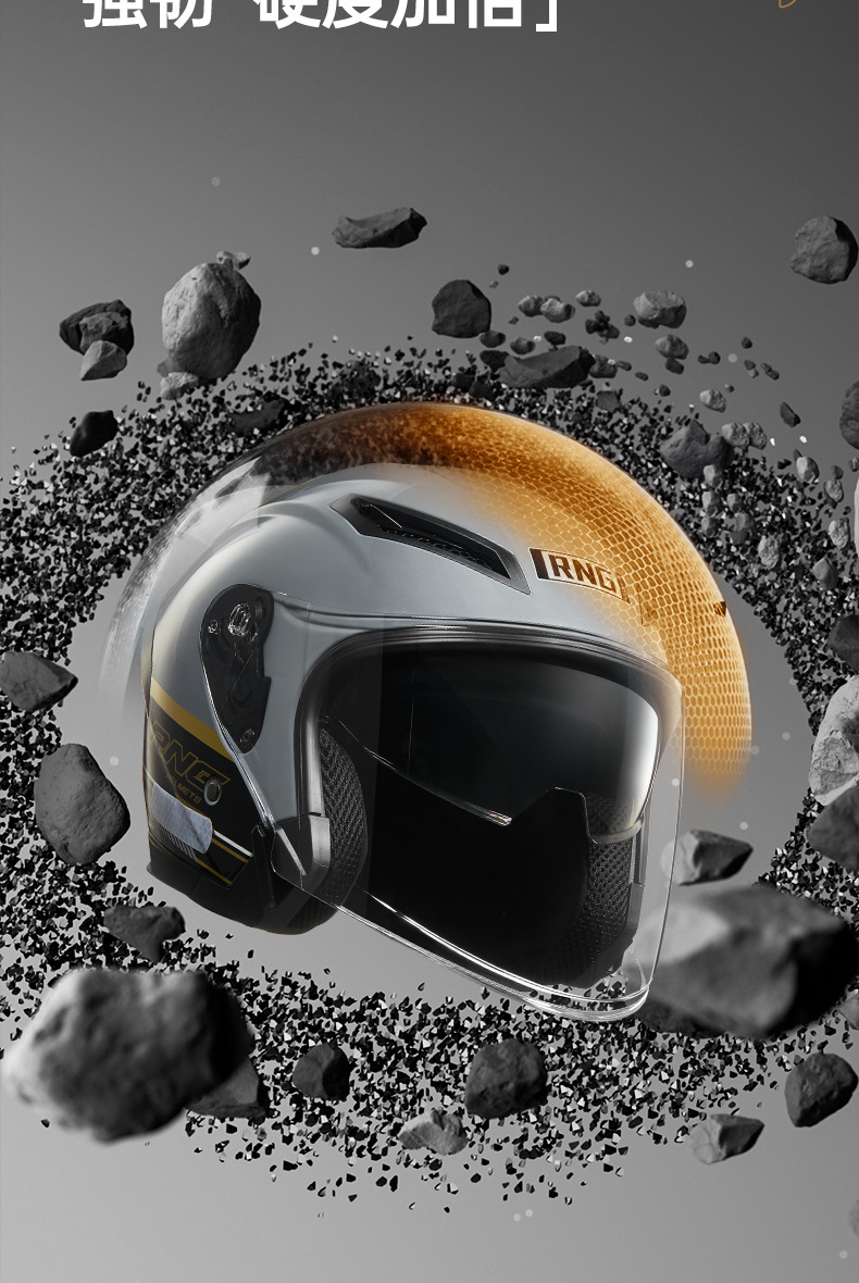 Rng New 3C Certified Motorcycle Helmet with Dual Visors for Riding, Half Helmet for Electric Scooters, Safe for Men and Women