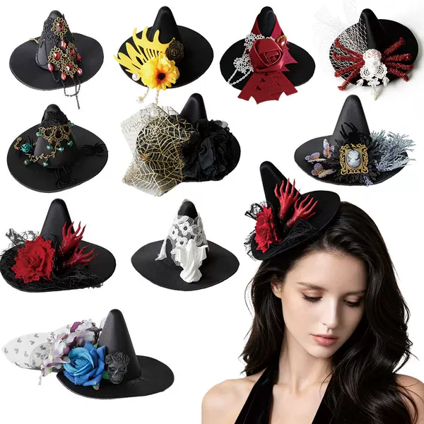 2026 New Halloween Witch Hat, Sorceress Hat, Small Top Hat, Hair Accessory, Gothic Small Hat, Ball Party Headwear Collection