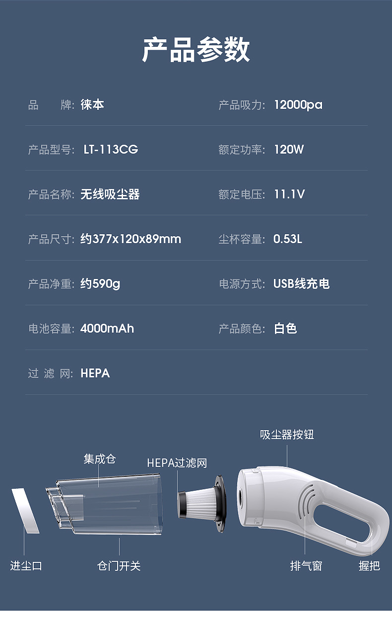 徕本跨境车载无线吸尘器 车用家用手持吸尘器家用吸尘器超强代发详情16