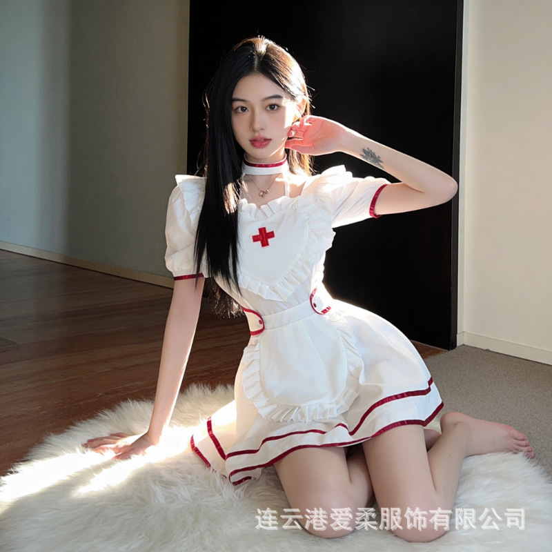 Airo Lolita 2D Sweetheart Nurse Maid Uniform Set for Girls, Anime Uniform, COS Maid Halloween Costume Airo Lolita 2D Sweetheart Nurse Maid Uniform Set for Girls, Anime Uniform, COS Maid Halloween Costume