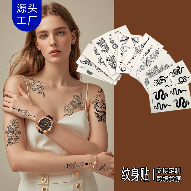 Source manufacturers snake tattoo stickers dark tide cool arm black tribal black temporary sexy snake tattoo stickers wholesale