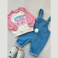 【好可愛】嘟嘟家兒童衛衣春季圓領男童春裝女童裝背帶褲嬰兒衣服