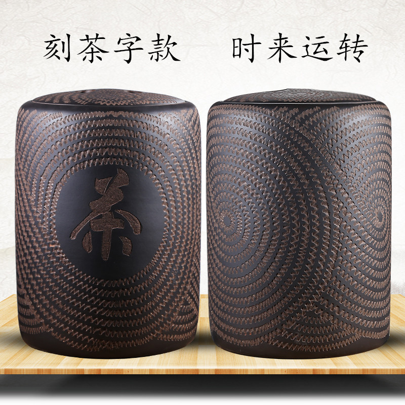 Yixing large size purple clay tea canister extra large tea jar handmade Pu-erh loose tea cake canister large size airtight tea storage drum