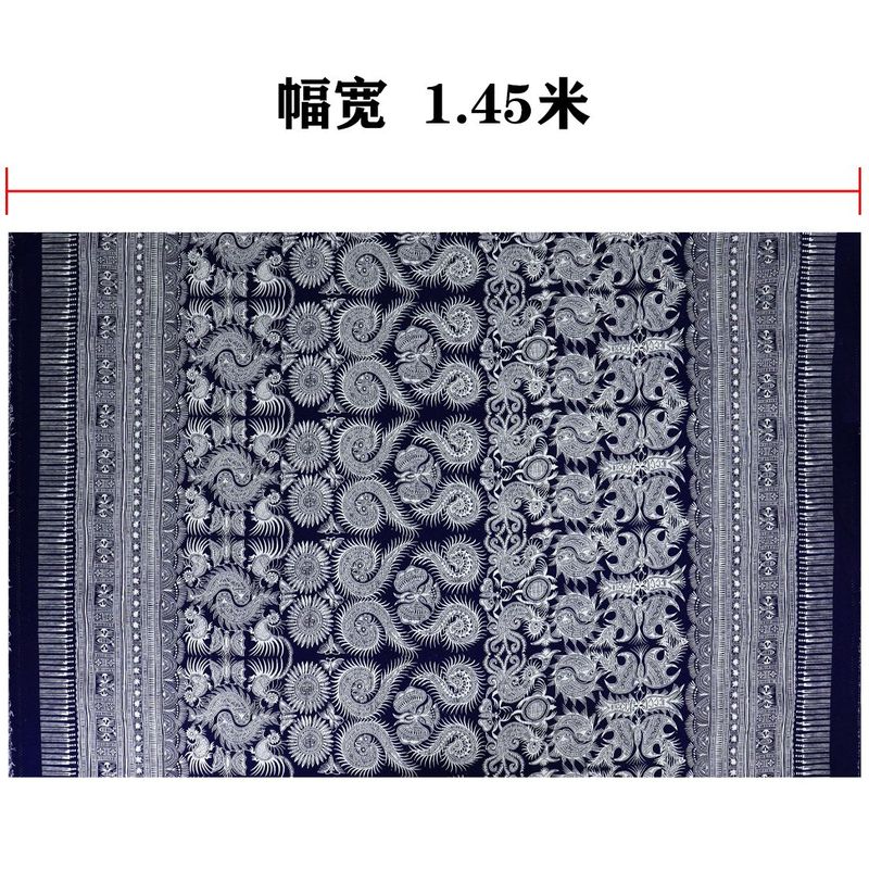 エスニックスタイルの綿とリネン生地手作り服スカート中国風ミャオ族模造バティックパターンプリント生地|undefined