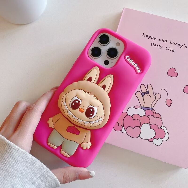 漫画かわいいラブブシリコン電話ケース iphone16 アップルシリーズスタンド電話ケースソフトケース|undefined