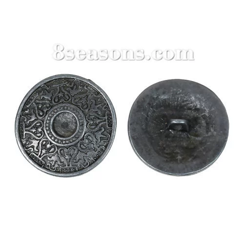 Фабрика Прямые Волосы Древний серебряный (инкрустированный) резной персик сердце узор круглые кнопки 25 мм-10 оптом