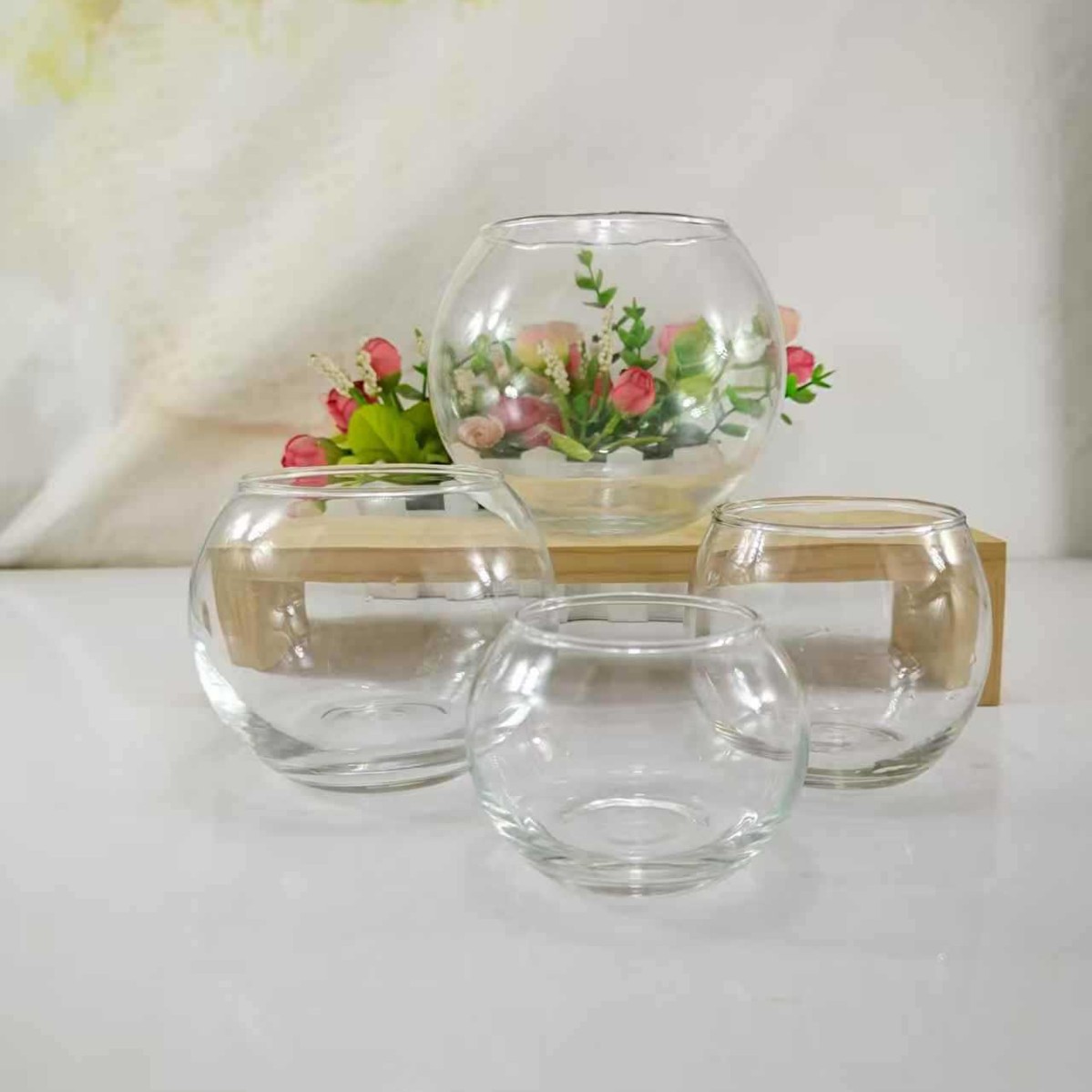 厂家直销吹制蜡烛玻璃杯铜钱草水培瓶养花瓶玻璃小鱼缸玻璃蛋杯