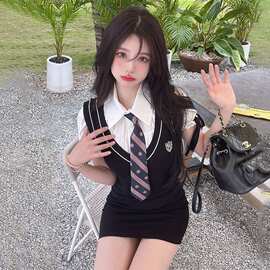 2026夏季连衣裙子女学院风韩版ins甜辣妹气质短裙包臀裙JK制服女