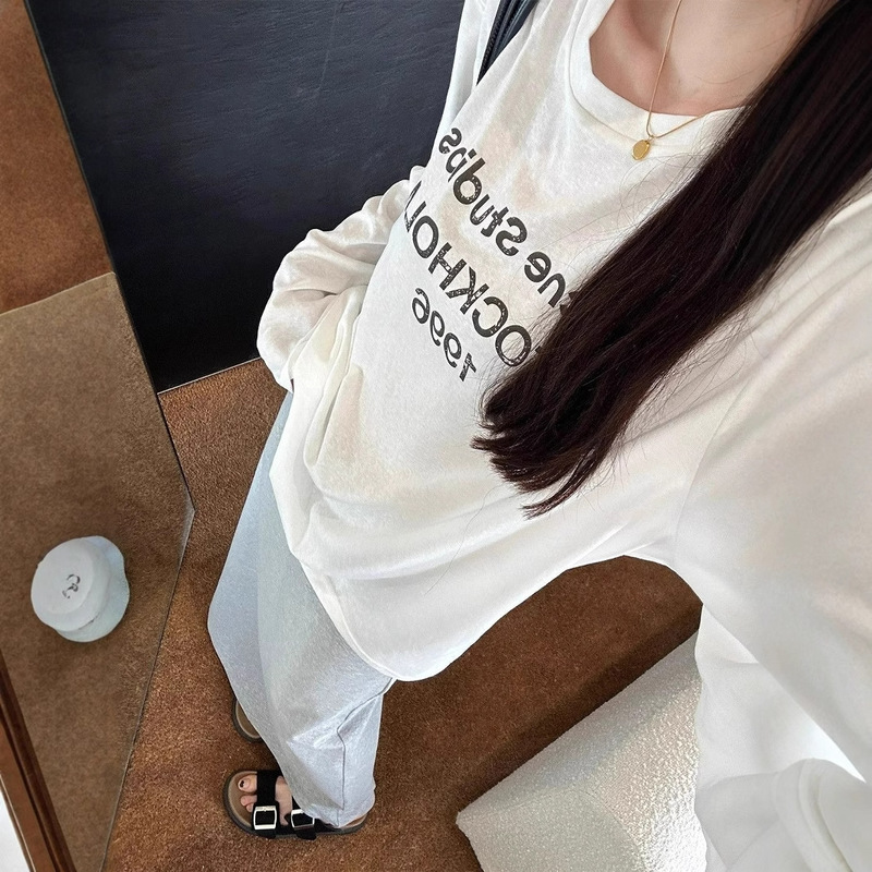 [Self-Operated Factory Ready for Delivery] American White Sun Protection Blouse Long-Sleeved T-Shirt for Women Summer 2025 New Thin