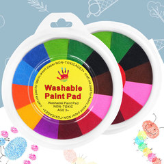 手指畫印泥十三色圓盤印台兒童塗鴉繪畫橡皮章印台可水洗彩色印台