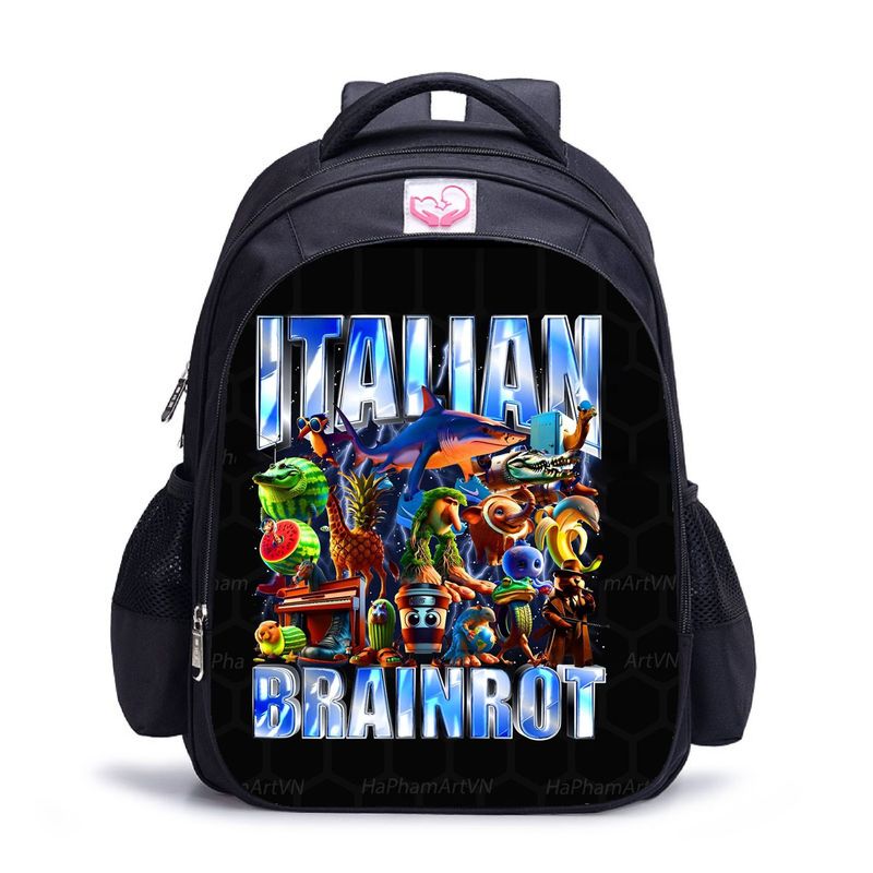 国境を越えた新しいイタリアの Brainrot 山と海の経典外国木製スティックマンバックパック通気性と耐摩耗性バックパック|undefined