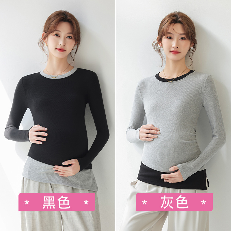 【一件代发】孕妇打底衫外穿长袖上衣怀孕期内搭t恤秋孕期秋衣672|undefined