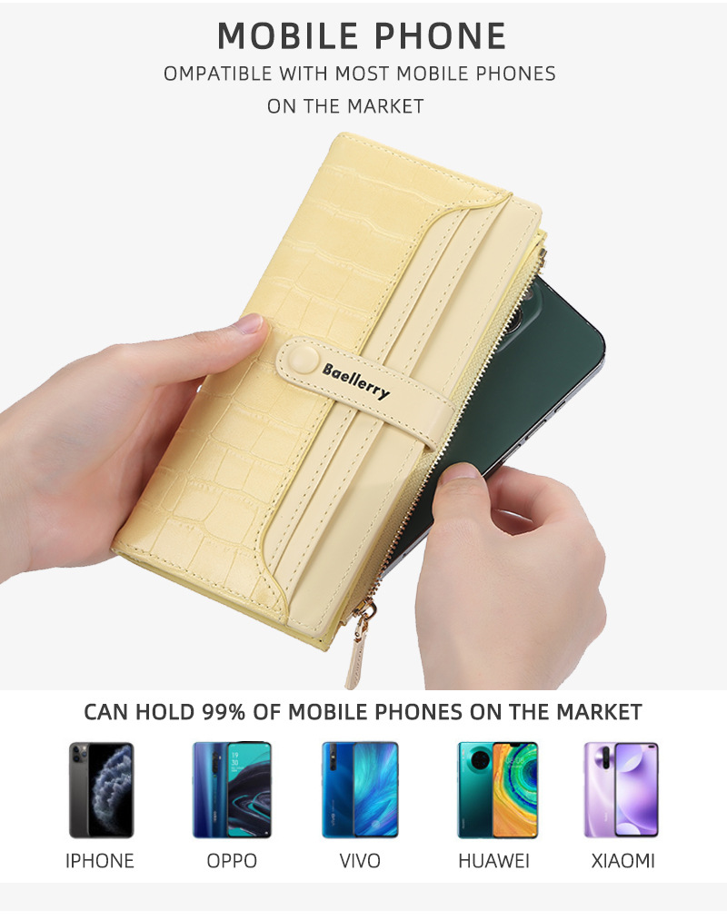 Women's Long Wallet Crocodile Pattern Phone Case For Women_voghion.com
