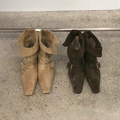 2025韩版新款小众设计复古法式短靴小方头西部靴麂皮中筒靴女靴子