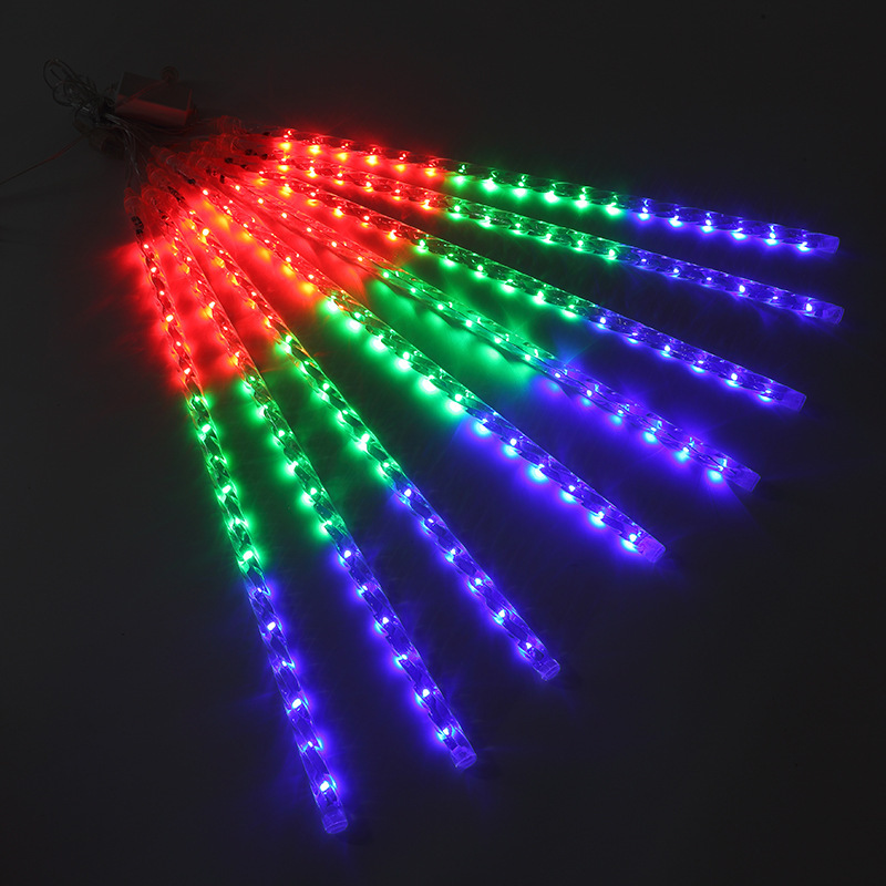 Cadena de luz LED colgante árbol lluvia de meteoritos luces de colores al aire libre impermeable iluminación decoración jardín atmósfera luz de cadena de luz LED solar