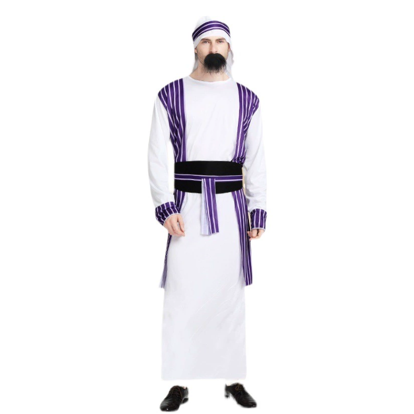 Хэллоуин арабский костюм для взрослых мужчин и женщин cos Маскарад Ближний Восток Дубай одежда халат платье овчарки