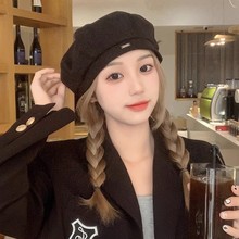 秋冬新款毛呢贝雷帽网红同款檐显脸小韩系八角帽英伦复古风报童