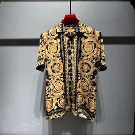 时尚百搭欧货Ve短袖衬衫前后印花3D设计男女同款上衣衬衣外贸现货