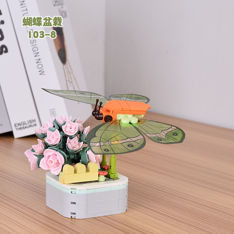 Diamante caballo mariposa libélula en maceta flores rompecabezas montado bloques de construcción adornos creativos 103f Navidad Año Nuevo regalo de Año Nuevo