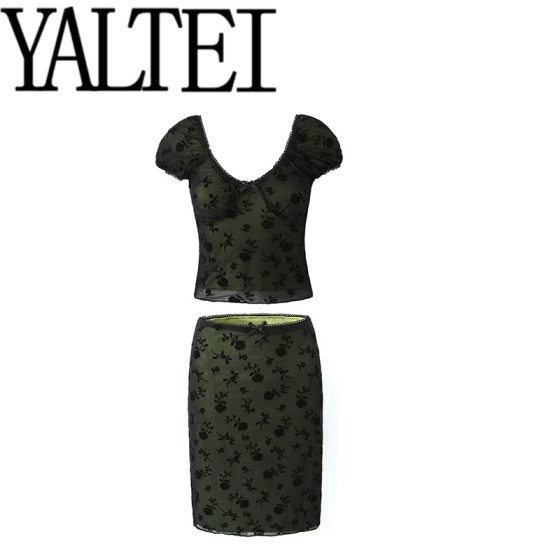 YALTEI Spring New Women's European and American Style French Fashion Design Rose Mesh Skirt