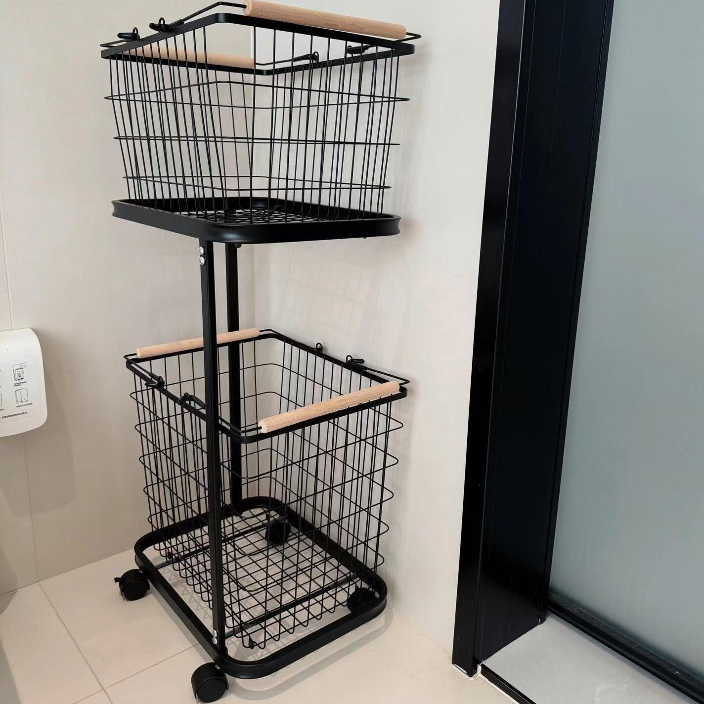 Cesta de ropa sucia de hierro forjado nórdico clasificador de lavandería doméstica cesta de ropa sucia cesta de almacenamiento de ruedas universales cesta de almacenamiento