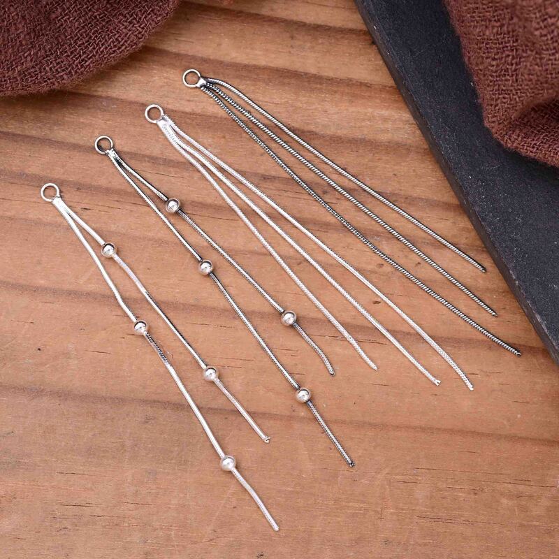 S925 Sterling Silver Snake Bone Chain Round Bead Tassel Simple Chain Pendant DIY Crystal Bracelet Semi-Finished Earrings Accessories