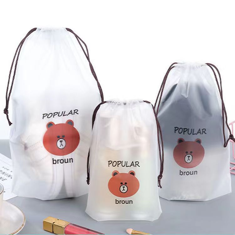 Bolsillo con cordón esmerilado de oso, toalla de limpieza suave de algodón, bolsa con cordón, bolsa de viaje, zapatos y ropa a prueba de polvo, bolsa de embalaje de almacenamiento al por mayor