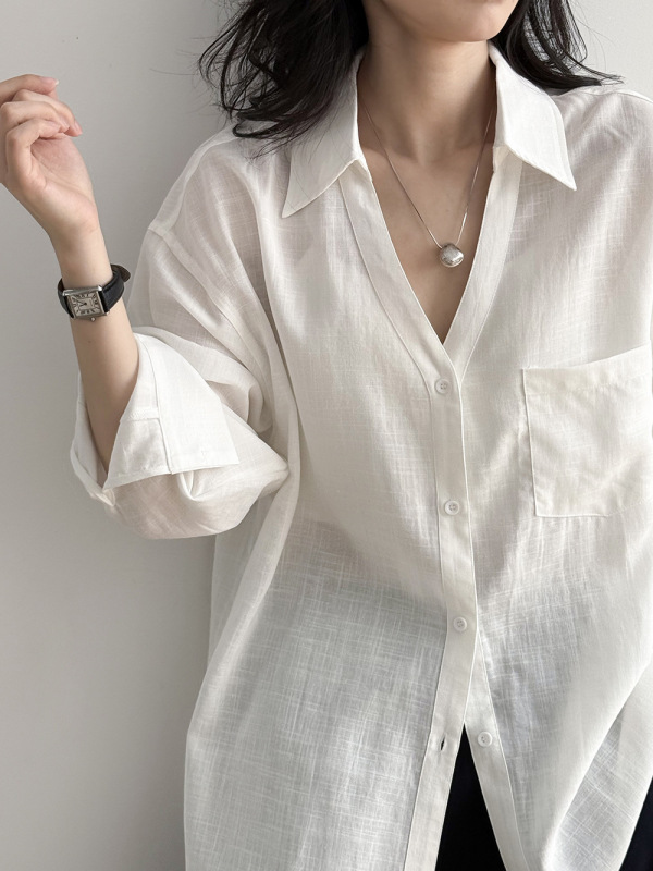 2025亚麻气质长袖衬衫女 秋季新款设计感别致小衫|undefined