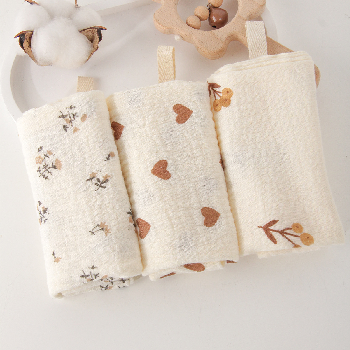 Toallitas cuadradas de gasa de algodón de 4 capas para bebés, para babas, limpieza facial, alimentación, pañuelo