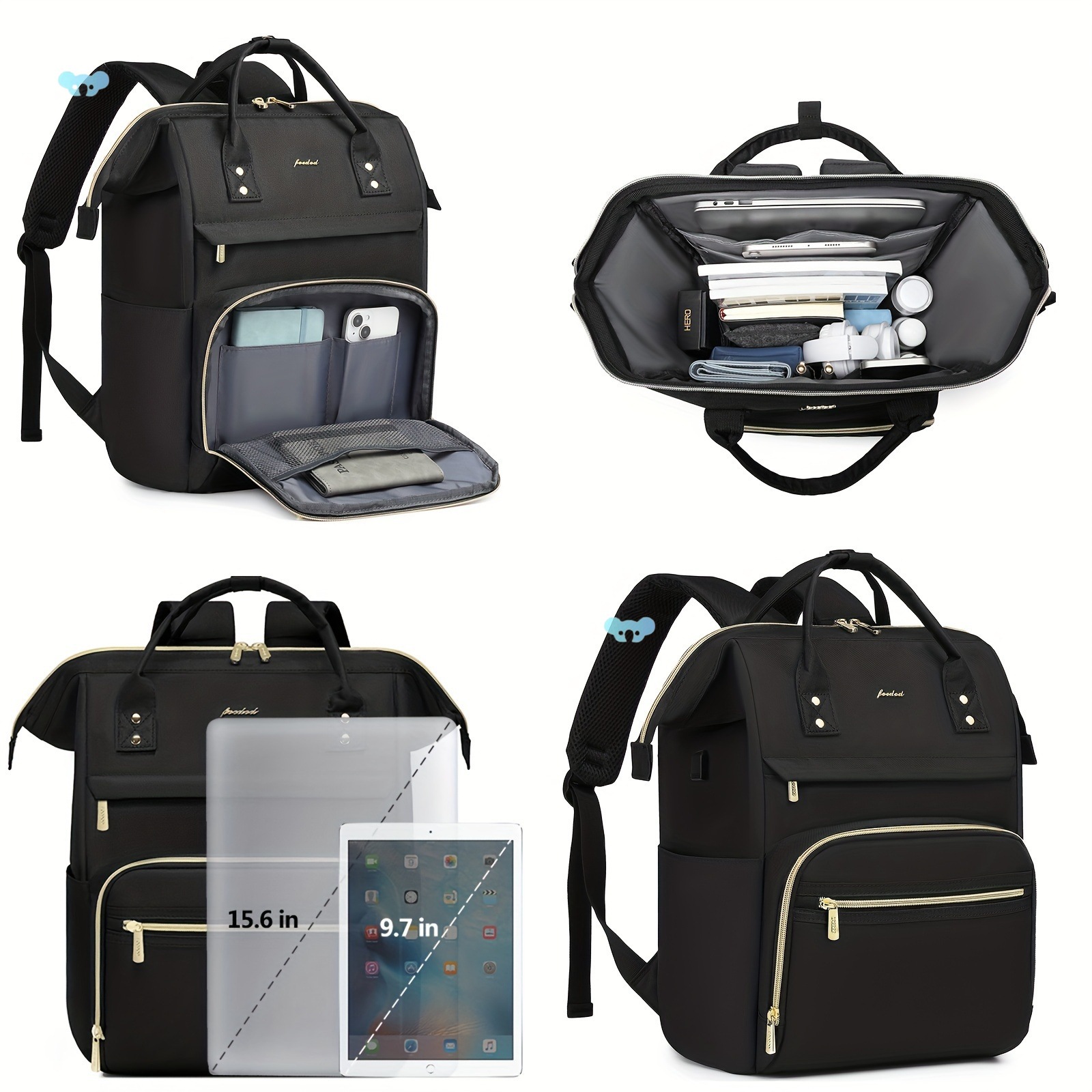 Mochila para portátil para mujer, bolso de viaje profesional de 15,6 pulgadas