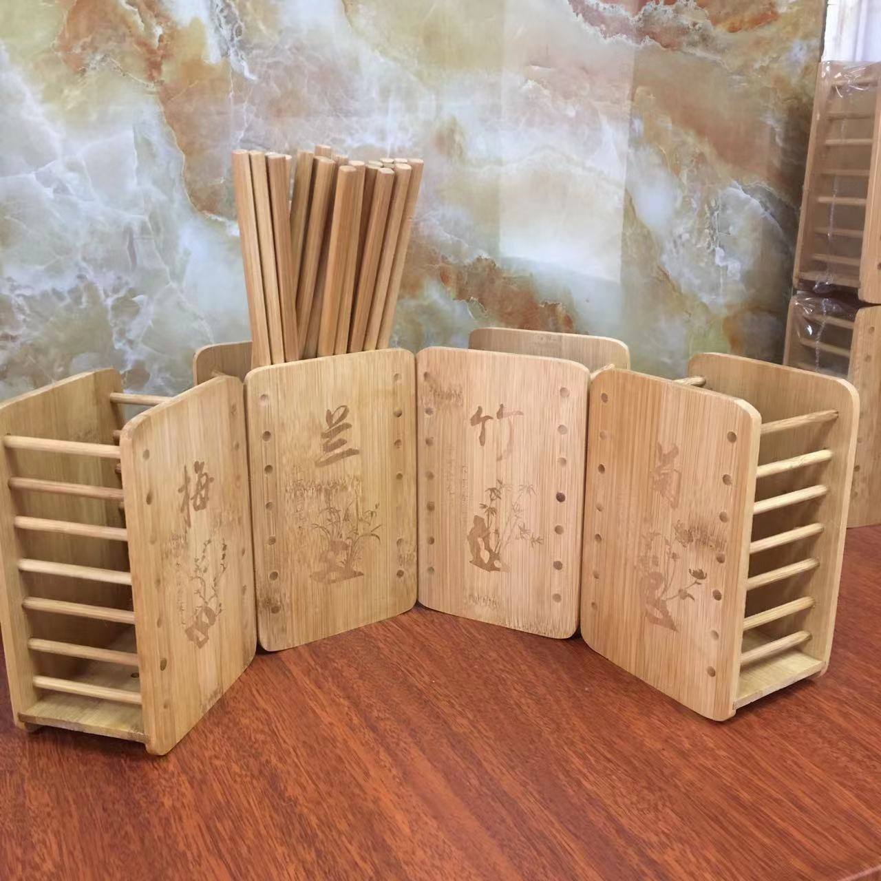 매화, 난초, 대나무, 국화 사각 젓가락통/조각 (랜덤 혼합)