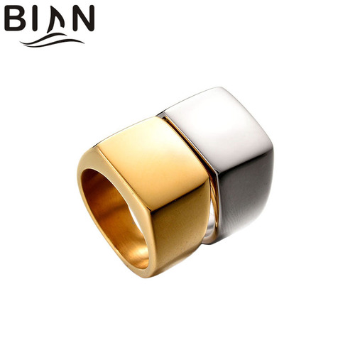 Stainless steel stylish and minimalist men's ring finger band with European and American DIY engraving, polished, versatile, square titanium steel ring