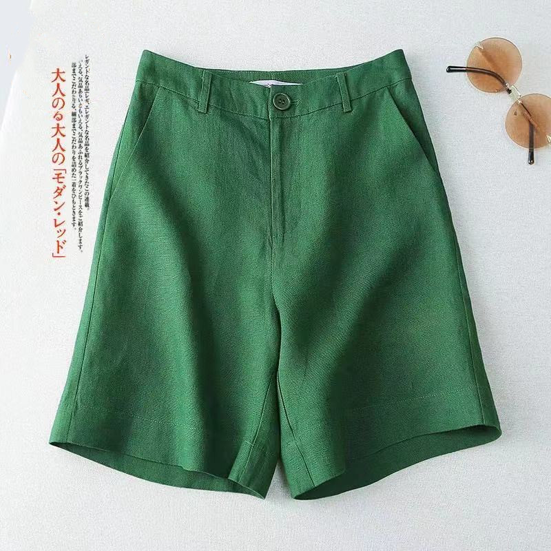 Popular foreign trade export Amazon linen five-point suit pants women's summer New loose slimming cotton linen wide leg shorts