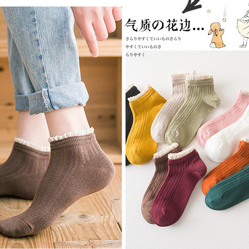 Lace socks women's socks spring and autumn shallow mouth cute Japanese cotton socks bubble mouth summer anti-strangle Internet celebrity socks ins