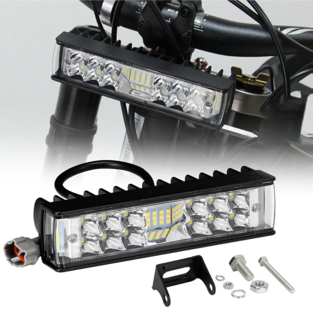 Suitable for Light Bee Sur-Ron Off-Road Electric Motorcycles, Dual-Row Three-Sided Spotlights, 12V Strong Light Waterproof Front Bumper Light