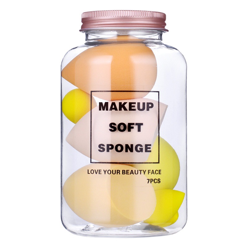 Botella flotante 7 piezas belleza huevo traje super suave sin polvo maquillaje puff gota de agua calabaza sin látex maquillaje