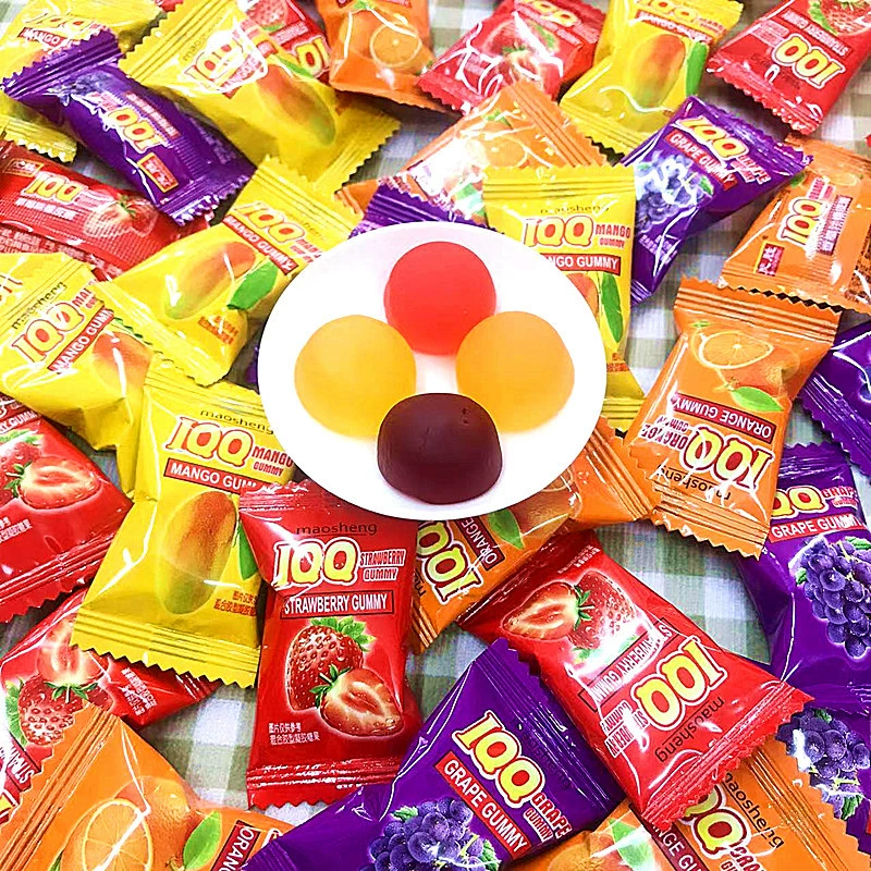 Фруктовый пралине-маэ шоколадное/жевательное? Wait. Let's do proper: 'Mao Sheng fruit flavor fudge rubber sugar PP candy juice flavored fudge bulk mixed flavor casual snacks and citrus candy'