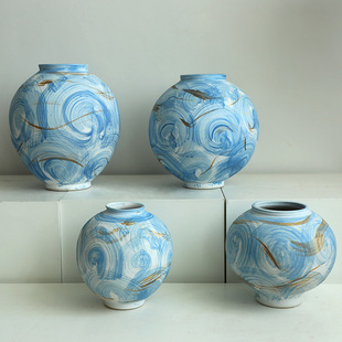 Jingdezhen Ceramic Vase Retro Nostalgic Handmade Hotel B&B Zen Flower Arrangement Rustic Pottery Jar