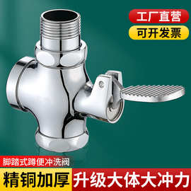 全铜体脚踏式蹲便器冲水阀 脚踏阀 大便冲洗阀厕所便池脚踩延时阀