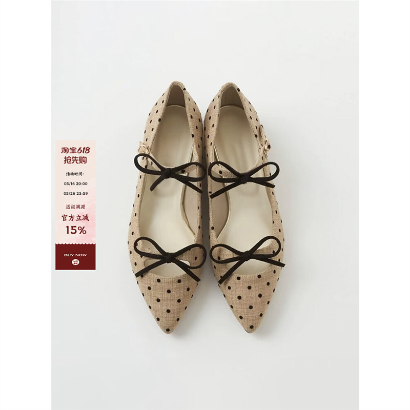 Ready Stock ~ Polka Dot Retro Style Thick Heel Flats 2025 Summer Cute Bow Double Buckle Work Clothing Soft Sole Not Tiring for Women Ready Stock ~ Polka Dot Retro Style Thick Heel Flats 2025 Summer Cute Bow Double Buckle Work Clothing Soft Sole Not Tiring for Women