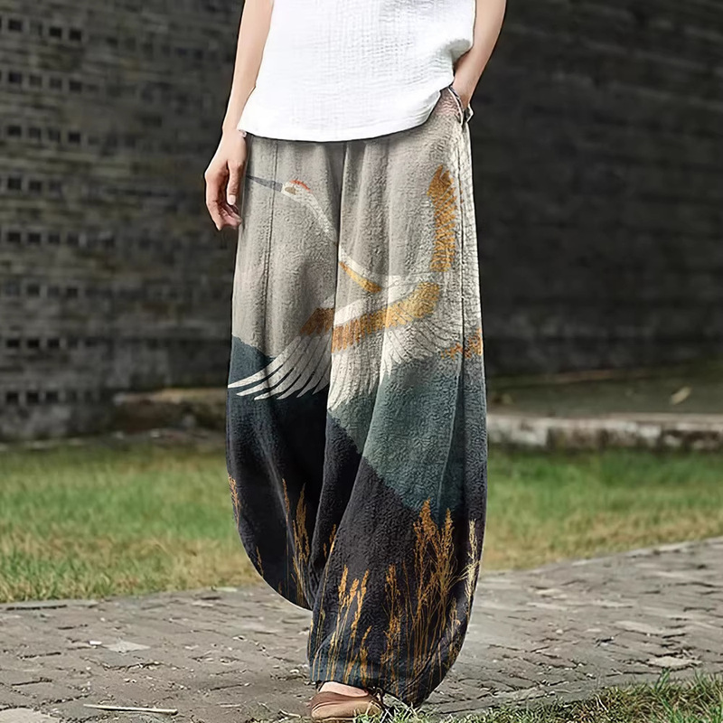 2025 Amazon Spring and Autumn Pants with Pockets 3D Print European and American Hot Selling Lantern Pants Plus Size Women 2025 Amazon Spring and Autumn Pants with Pockets 3D Print European and American Hot Selling Lantern Pants Plus Size Women